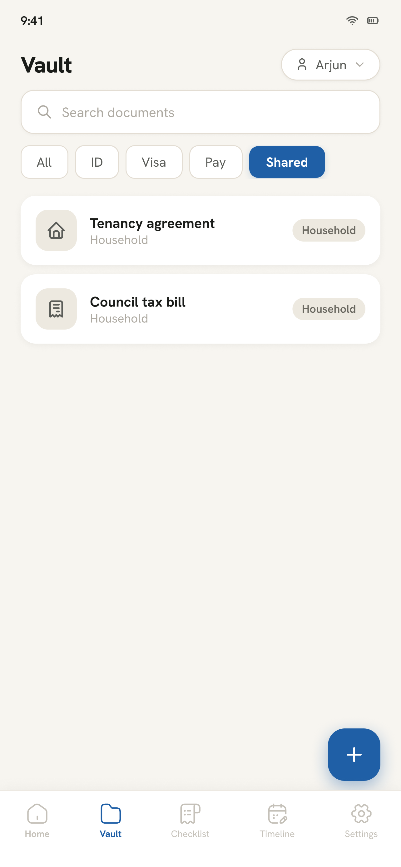 Shared vault documents